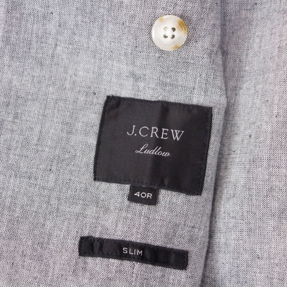 J Crew Ludlow Men 40R Slim Gray Linen Blnd Unstructured Blazer Sport Coat Jacket